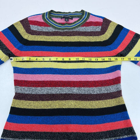 INC International Concepts Women's Multicolor Striped Metallic Sweater Sz L