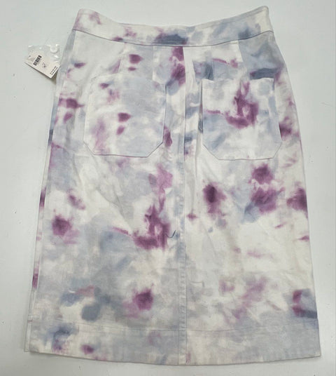 Anthropologie Women's Purple White Tie Dye Button Wrap Midi Skirt Sz 4 NWT
