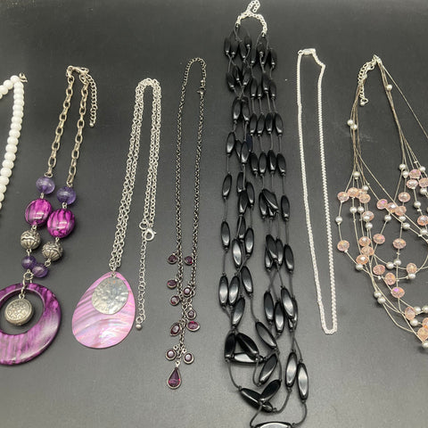 Macy's Faux Pearl Beaded Costume Jewelry Lot of 10 Necklaces Rhinestone Pendants