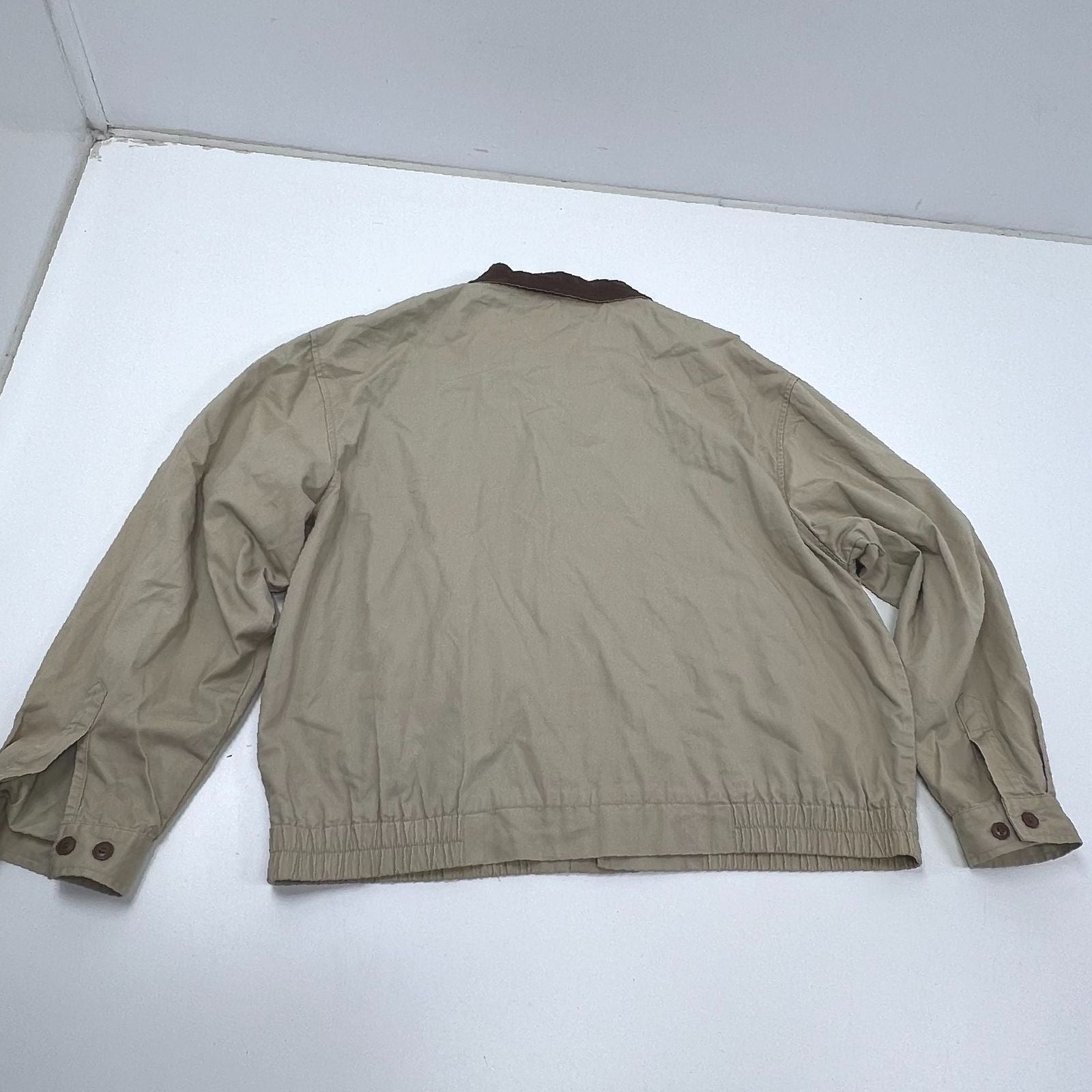 Vintage 90s Chaps Ralph Lauren Tan Leather Collar Bomber Jacket Men's XL