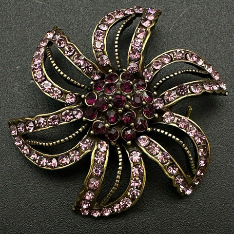 Vintage to Modern Costume Jewelry Lot 8 Rhinestone Brooches Gold Silver Tone