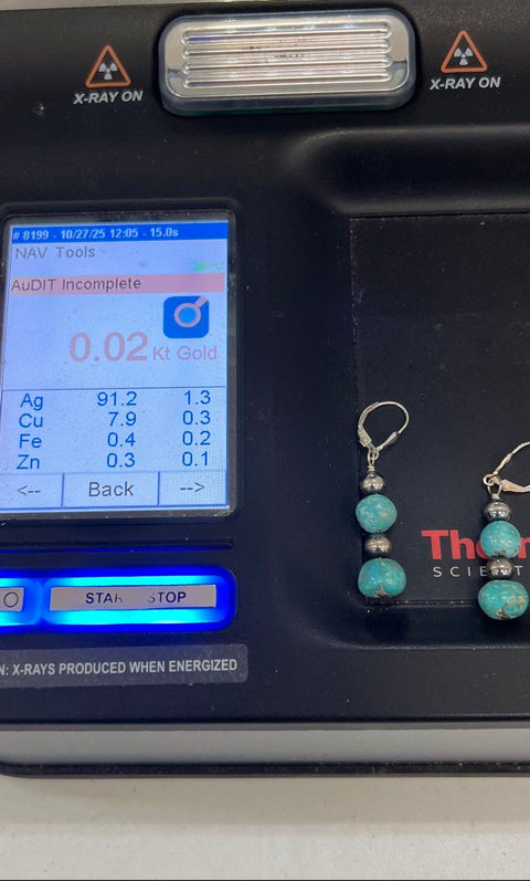 Relios 925 Sterling Silver Turquoise Beaded Dangle Earrings Southwestern