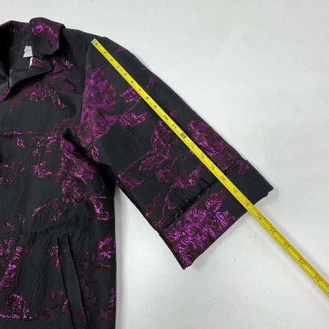 NWT Chicos Travelers Womens Black Purple Metallic Floral Jacquard Jacket 3