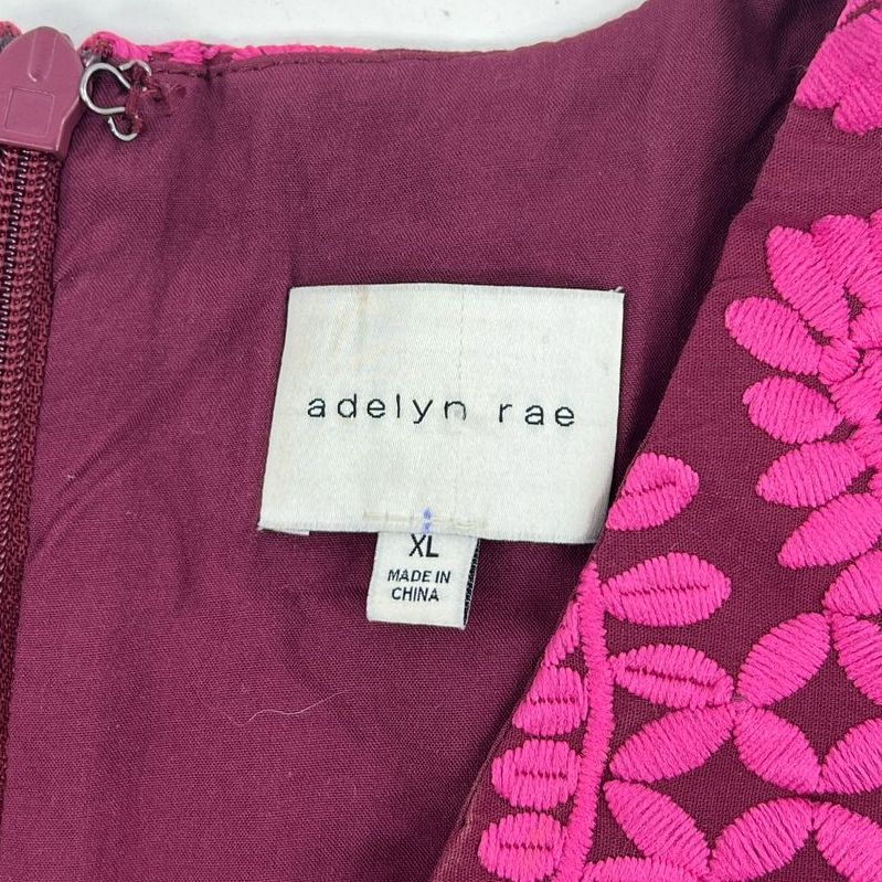 Women's Adelyn Rae Magenta Embroidered Ruffle Cotton Maxi Dress - Size XL