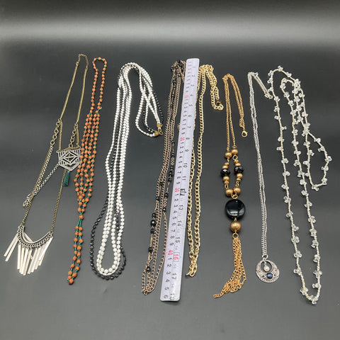 Vintage & Modern Costume Jewelry Necklace Lot of 8 Beaded Chain Pendants
