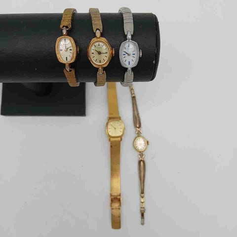 Vintage Timex Ladies Watch Lot of 5 Gold and Silver Tone Repair Parts As Is
