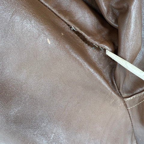 Vintage 70s R. Sherman Men's Brown Leather Belted Safari Field Jacket M
