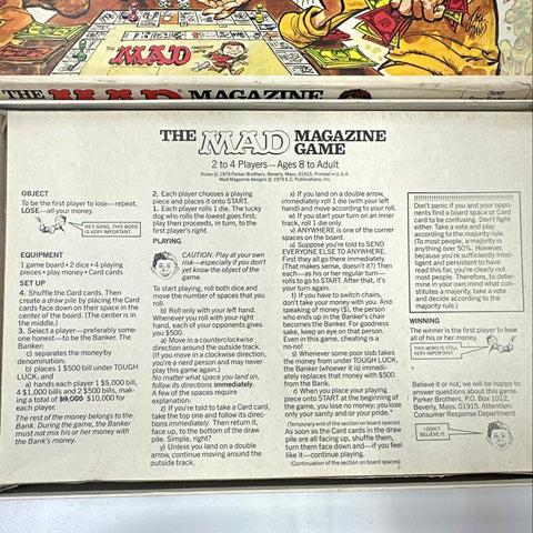 Vintage 1979 Parker Brothers The Mad Magazine Game Alfred E Neuman Board Game
