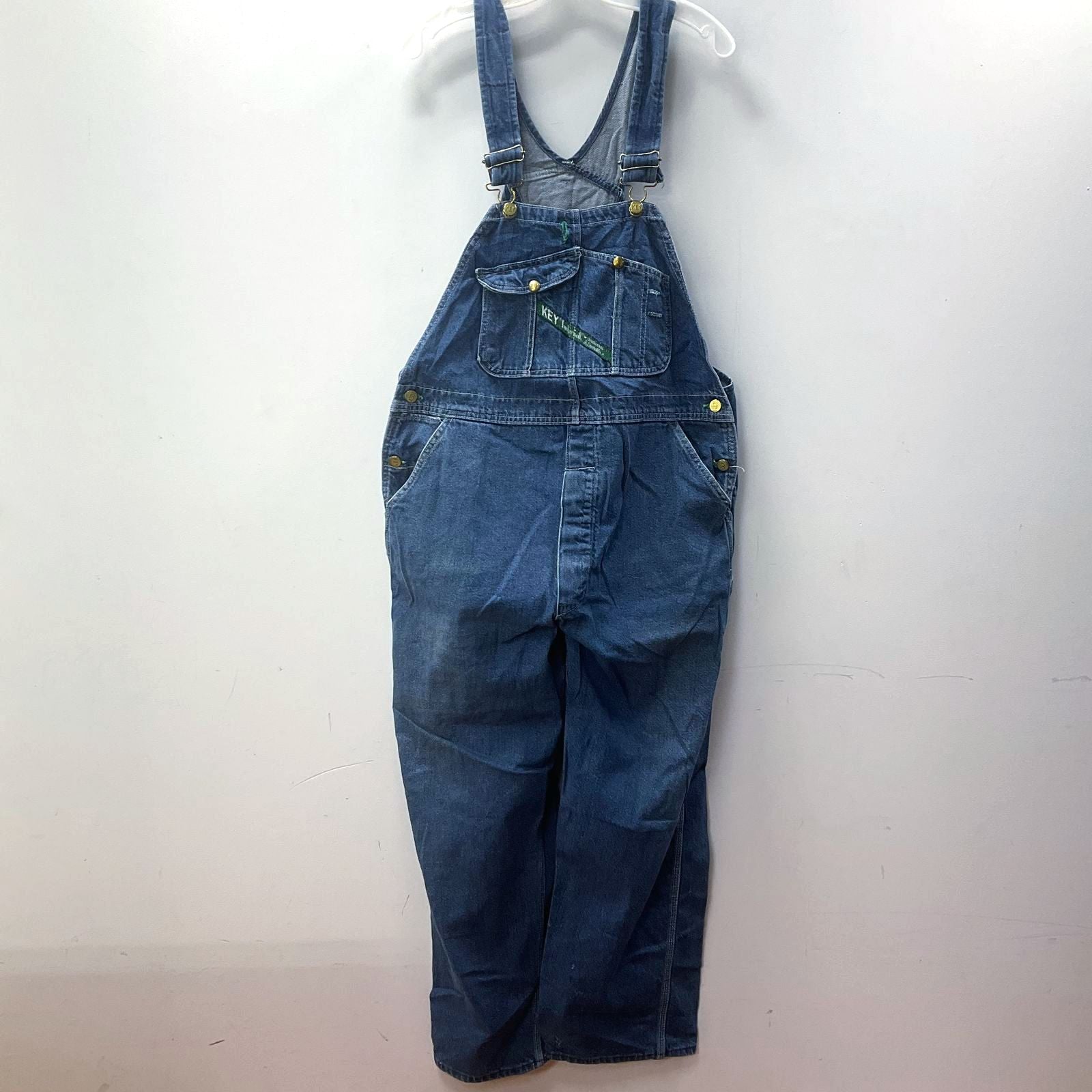 キイオーバーオール　W40L29 Vintage Key Imperial Blue Denim Bib Overalls Men's 40x29