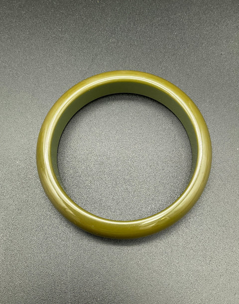 Vintage Art Deco Bakelite Bangle Bracelet Olive Pea Soup Green 2.5" ID
