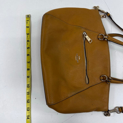 Coach Yellow Pebbled Leather Kelsey Satchel Crossbody Bag Silver Hardware
