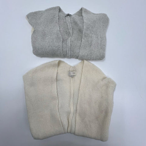 Saturday Sunday Women's Lot of 2 Cardigan Vests Multicolor Gray Fuzzy Knit O/S