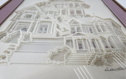 Debbie Patrick Dimensional Designs Victorian Houses 24x18 Signed Art 1565/1750