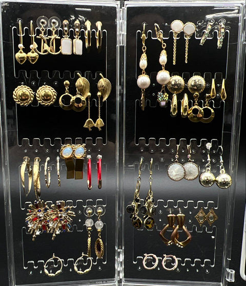 Vintage to Modern Costume Jewelry Earring Lot Mix Pairs Hoops Dangles Rhinestone