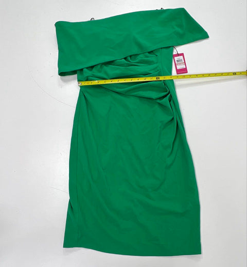 Vince Camuto Women's Green One Shoulder Ruched Sheath Cocktail Dress NWT Sz 12
