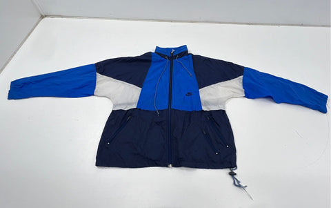 Vintage 90s Nike Men's Blue Navy White Colorblock Windbreaker Jacket Sz L