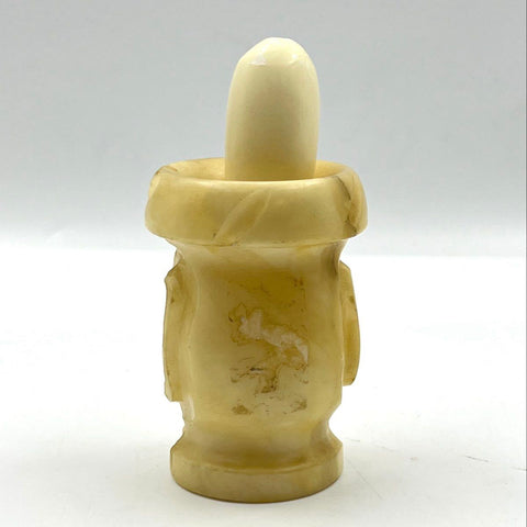 Vintage Hand Carved Stone Figural Mortar and Pestle Bearded Man Face 6"