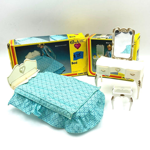 Vintage Sindy Doll Bed and Vanity Furniture Set Marx Toys With Boxes