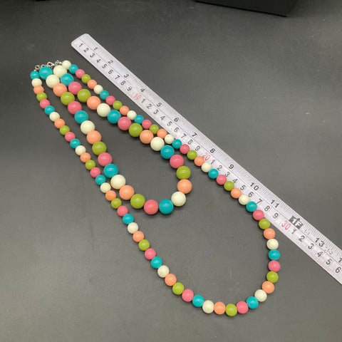 Vintage Costume Jewelry Necklace Lot of 4 Mid-Century Beaded Geometric Multi