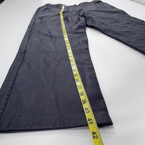 Terry Lewis Women's Navy Blue Genuine Leather Straight Leg Pants Size 18