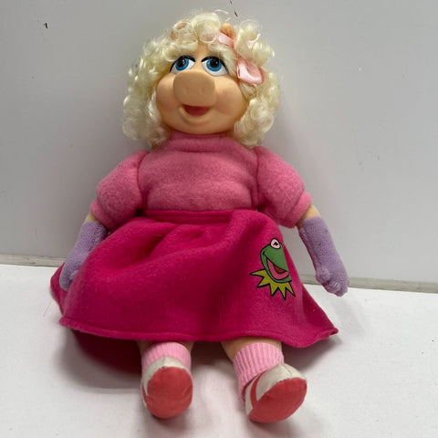 Vintage 80s The Muppets Miss Piggy Plush Doll Merawell Kermit Graphic 12"