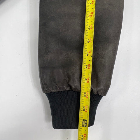 Vintage 80s Clipper Mist Men's Leather Bomber Jacket Faded Black Quilted Sz 38