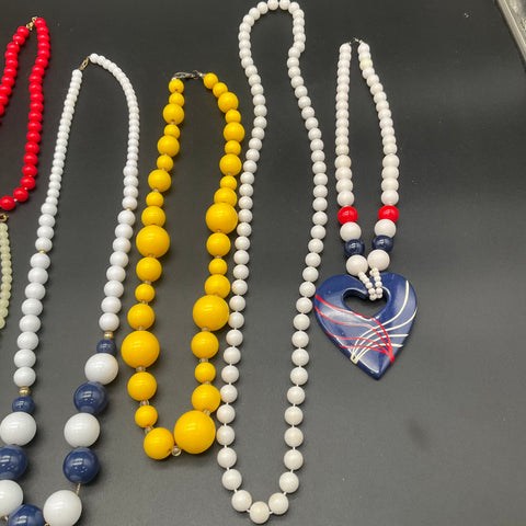 Vintage Retro Costume Jewelry Lot of 9 Beaded Necklaces Pendants 80s 90s Style