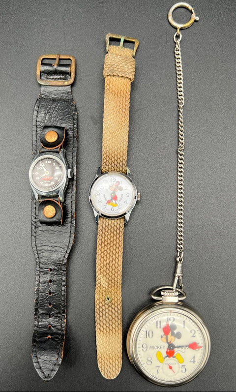 Vintage Disney Watch Lot Mickey Mouse Zorro Bradley Pocket Wristwatch