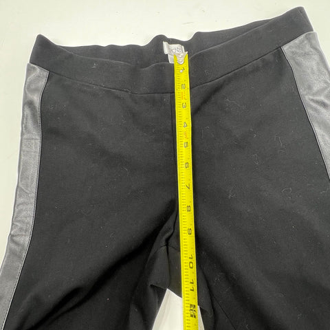 Cache NWT Black Faux Leather Stripe Tuxedo Skinny Leggings Womens Size 10