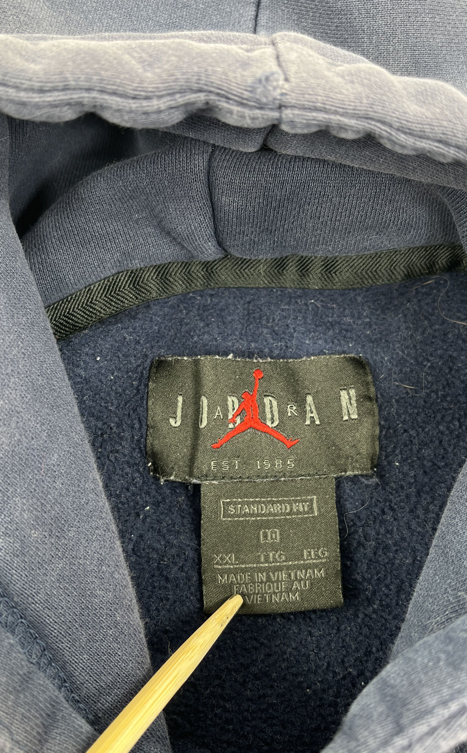 Nike Jordan Faded Navy Michigan Football Distressed Hoodie Sweatshirt Men's XXL