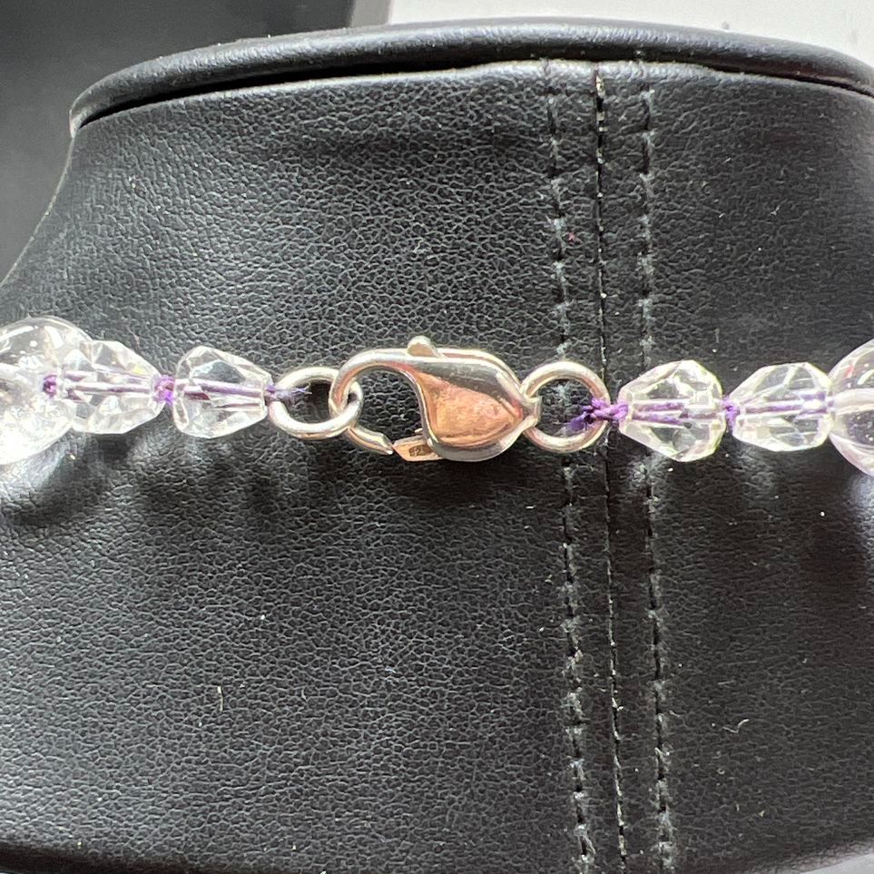 Large Purple and Clear Semi-Precious Stone Beaded Necklace