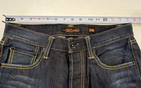 Vintage Y2K Ed Hardy Men's Christian Audigier Dark Blue Script Jeans Sz 30x32