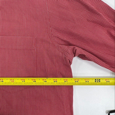 Burberry Men's Red White Plaid Button Up Shirt Nova Check Trim Classic Fit M
