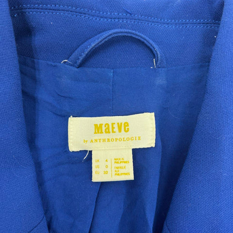 Maeve by Anthropologie Women's Cobalt Blue Double Breasted Blazer Jacket Size 0