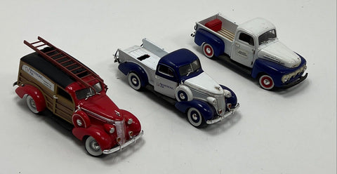 Promotional Diecast Car Lot 3 Vehicles Armstrong Air Jensen-Klich Missing Tire