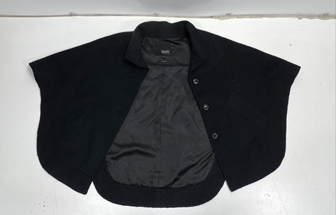 Hilary Radley Collection Black Wool Blend Button Front Cape Poncho Jacket Sz M