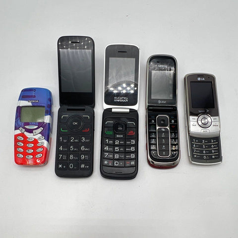 Vintage Nokia LG Alcatel Cellphone Lot 5 Pieces Flip Slider Untested As Is
