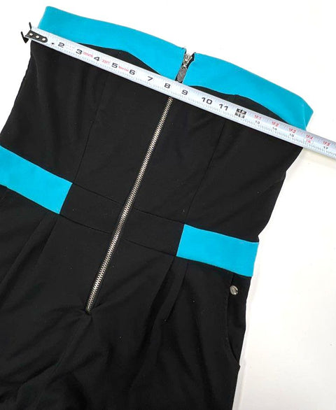 Apple Bottoms Women's Black Blue Strapless Zipper Romper Vintage Y2K Pockets SzL