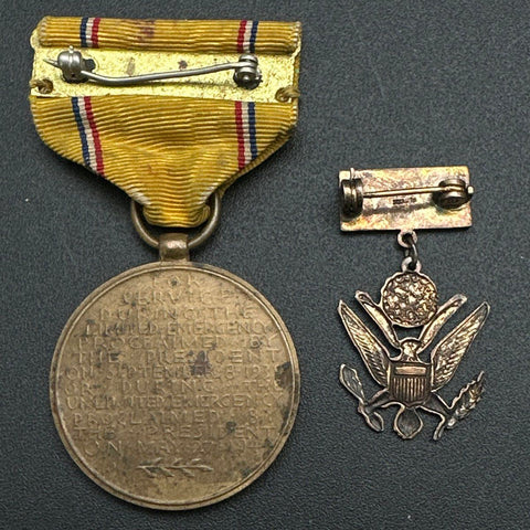 WWII American Defense Service Medal & Sterling Silver Blue Star Eagle Pin Lot