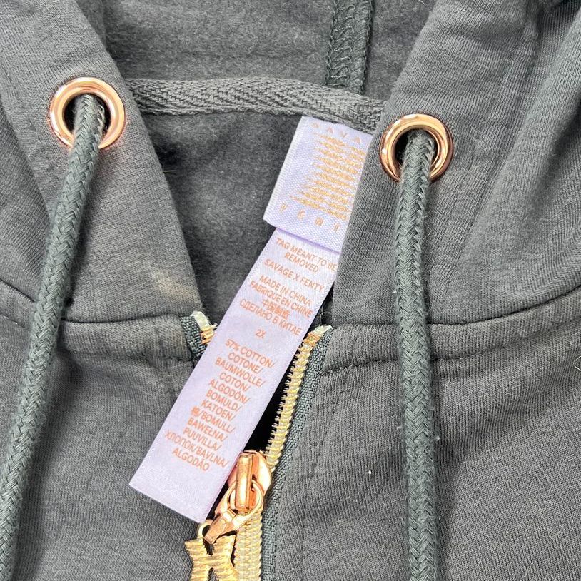 Savage Fenty Gray Hooded Full Zip Logo Jumpsuit Romper Onesie Women's 3X