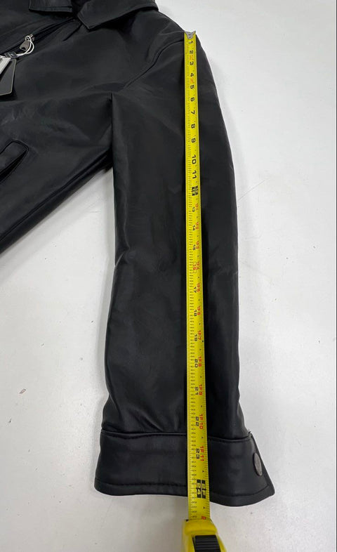 BV Clothing Men's Black Faux Leather Jacket Full Zip Size M NWT COA