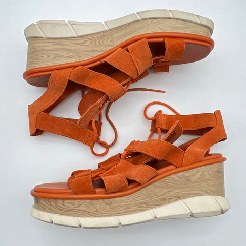 Sorel Kinetic Impact Wedge Lace Sandal Canyon Orange Women's Size 11
