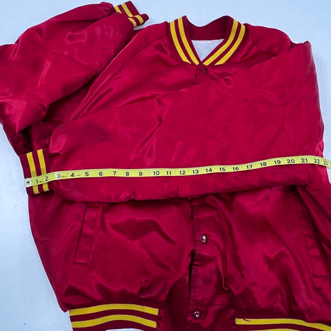 Vintage 90s Kansas City Chiefs NFL Satin Varsity Jacket Red Quilted Lined Sz XL