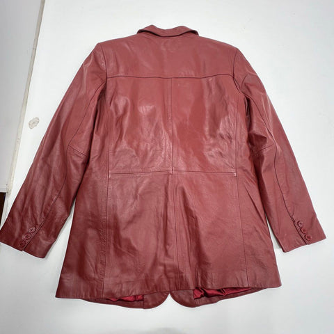 Excelled Burgundy Vintage Y2K Leather Blazer Jacket Women's Size 14
