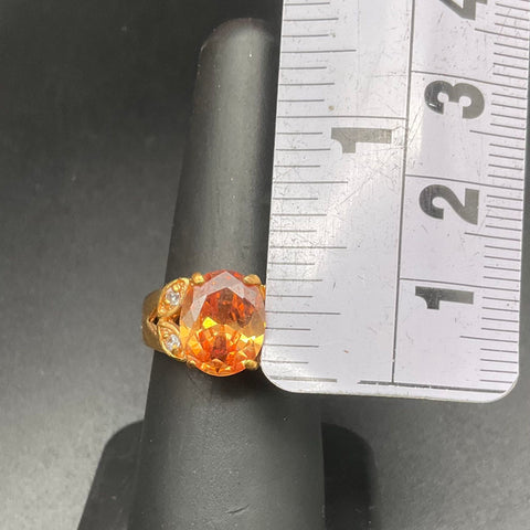 Gold Tone Faux Gemstone Costume Jewelry Lot 2 Cocktail Rings Size 7