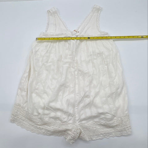 Free People Women's Clean Ivory Lace Trim Tie Back Romper NWT Sz S