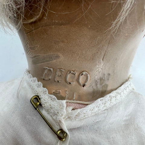 Antique German DECO Doll 18" Composition Head Cloth Body Blonde Hair