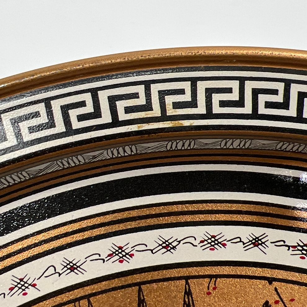Vintage Fabcraft Grecian Etruscan Tin Serving Tray Lot 2 Greek Key Design