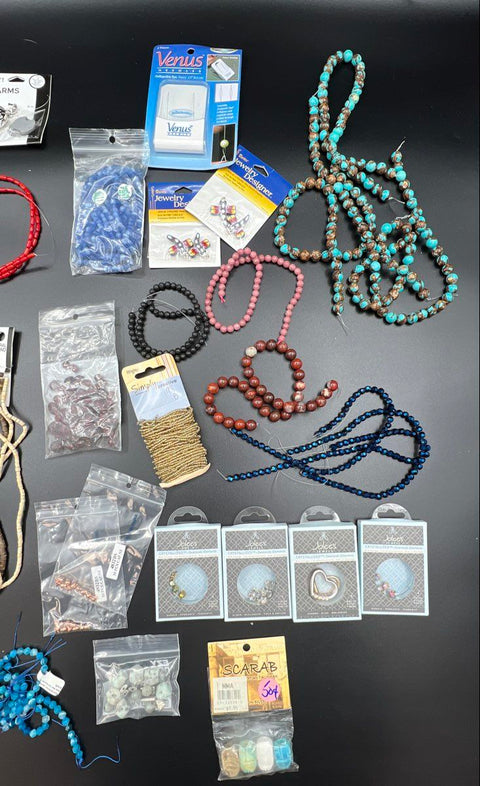 Jewelry Making Supplies Lot Glass Stone Beads Charms Jolee's Needles 3.5 lbs