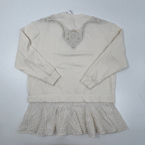Free People Women's Prairie Sweatshirt Dress Oat Combo Eyelet Sz M NWT